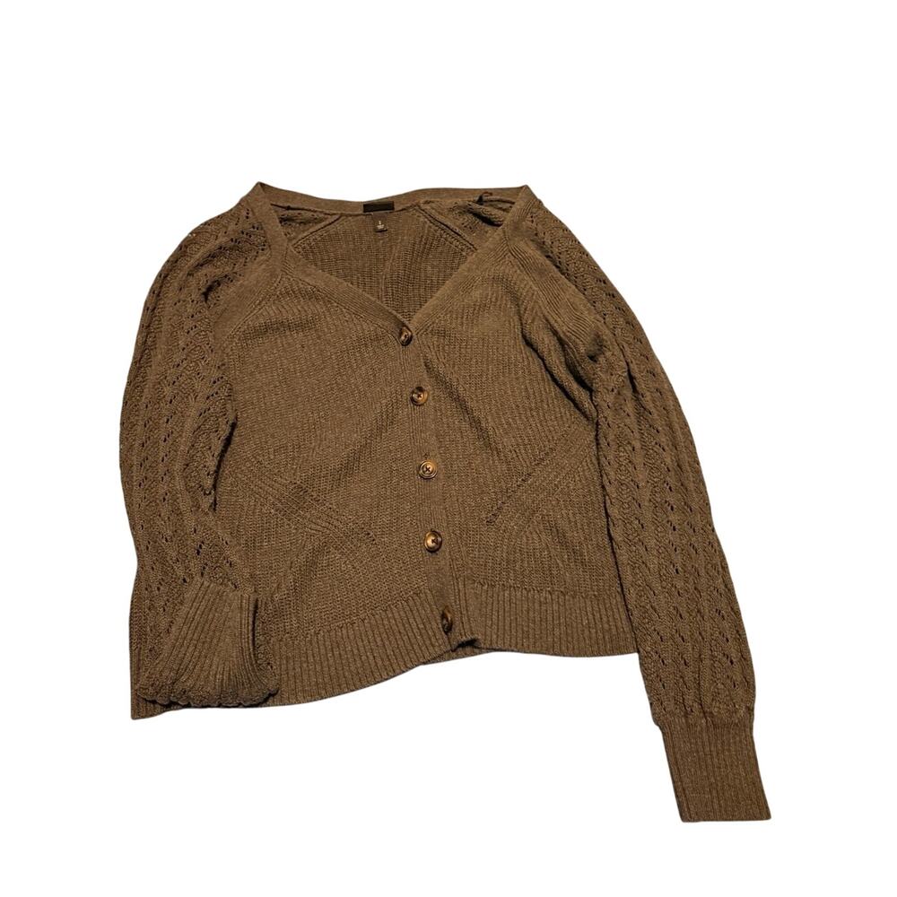 Grey Torrid button up sweater with cable knit arms